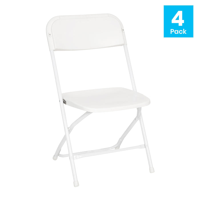 4 Pack of Zia All-Weather, Extra Wide Contoured Plastic Folding Chairs with Metal Frame and 650 lb. Static Weight Capacity