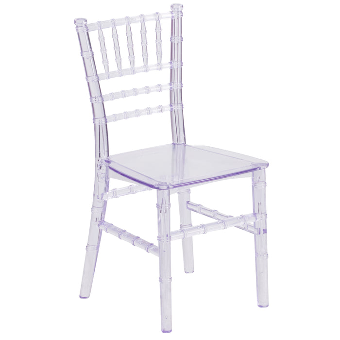 White Resin Indoor/Outdoor Chiavari Kids Chair - Sturdy Lightweight Construction