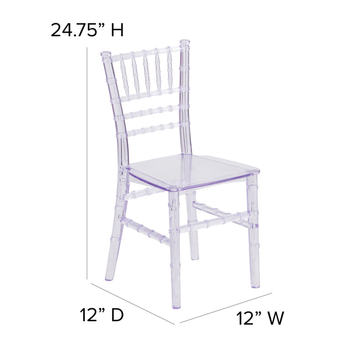 White Resin Indoor/Outdoor Chiavari Kids Chair - Sturdy Lightweight Construction