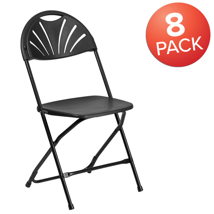 8 Pack Wedding/Event Stackable Fan Back Plastic Folding Chair