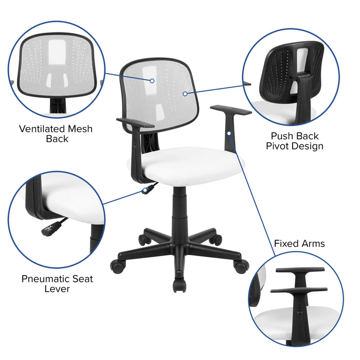 Pivot Back Mesh Swivel Task Office Chair with Arms, BIFMA Certified