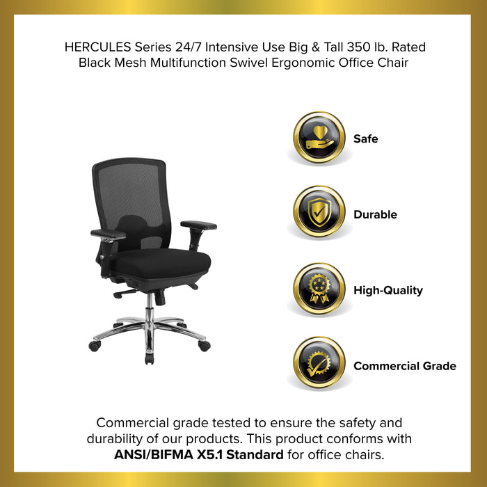 24/7 Intensive Use Big & Tall 350 lb. Rated Mesh Multifunction Swivel Ergonomic Office Chair with Synchro-Tilt