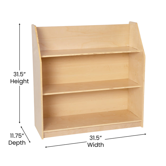 Kid's Wood Book Storage Shelf with Three Storage Slats and Child-Friendly Curved Edges; Recommended for Ages 5-7