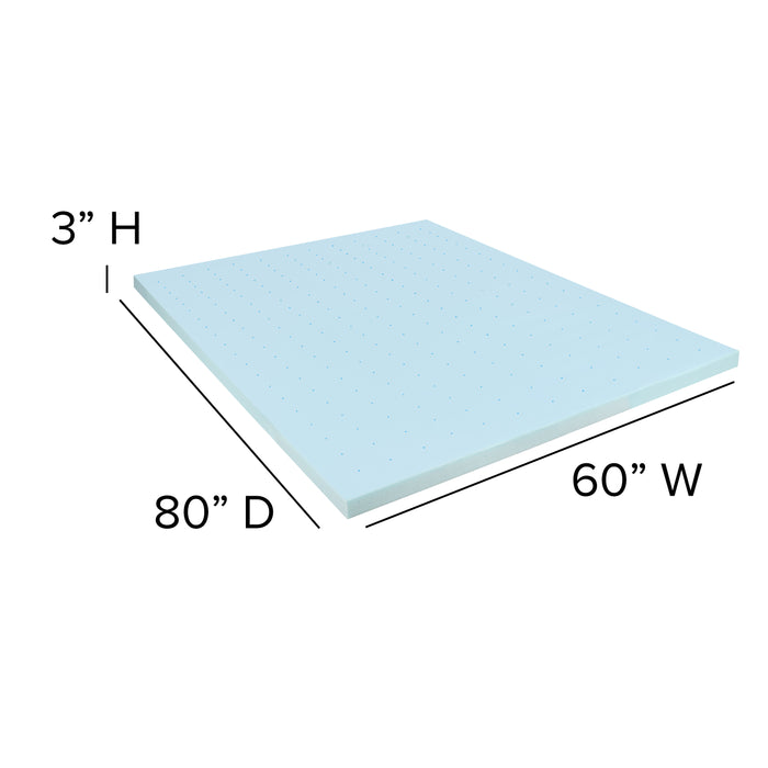3 Inch Gel Infused Cool Touch CertiPUR-US Certified Memory Foam Topper - Twin