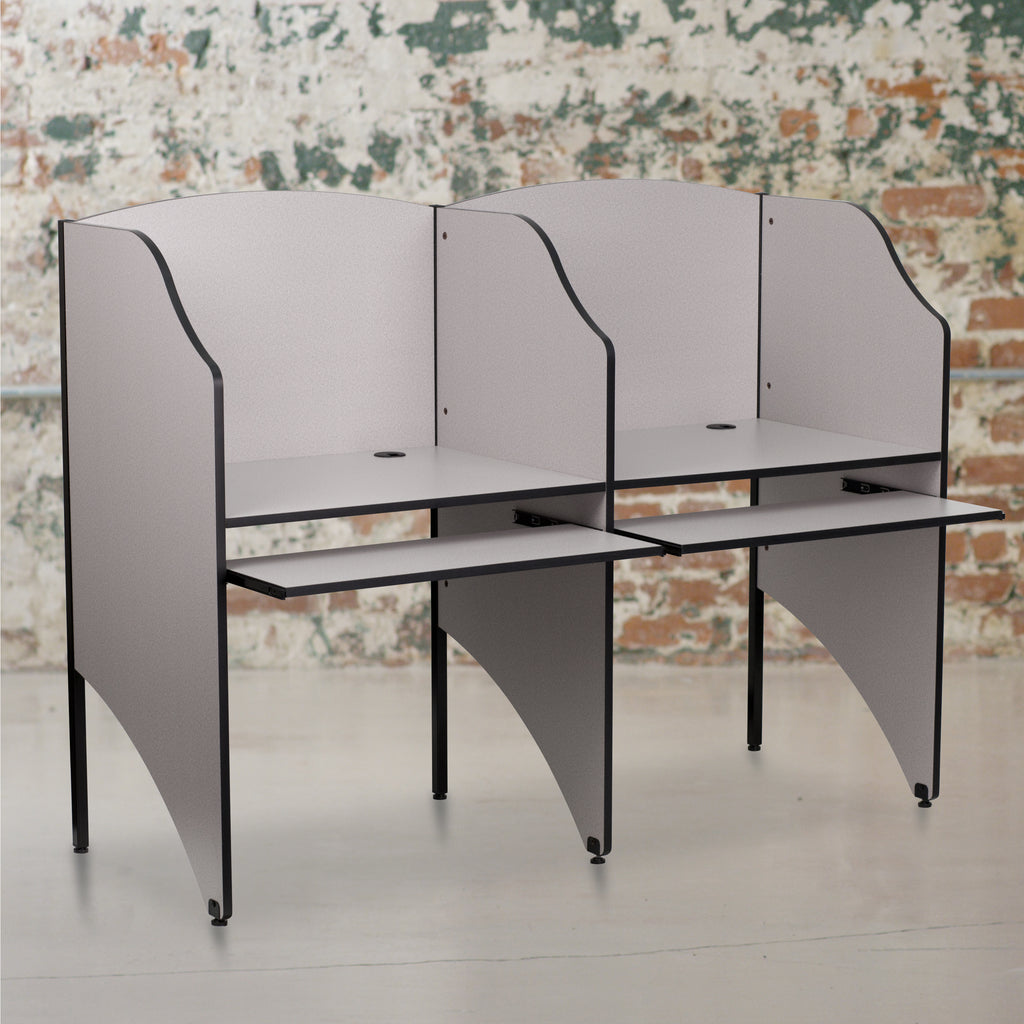 Emma + Oliver Gray Student Desk with Open Front Metal Book Box - School Desk