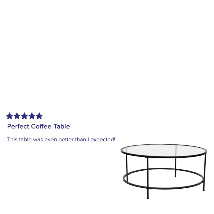 Glass Table Set with Metal Frame-Coffee Table-2 End Tables