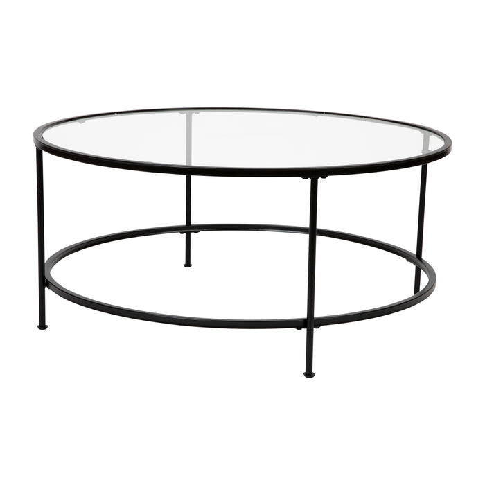 Glass Table Set with Metal Frame-Coffee Table-2 End Tables