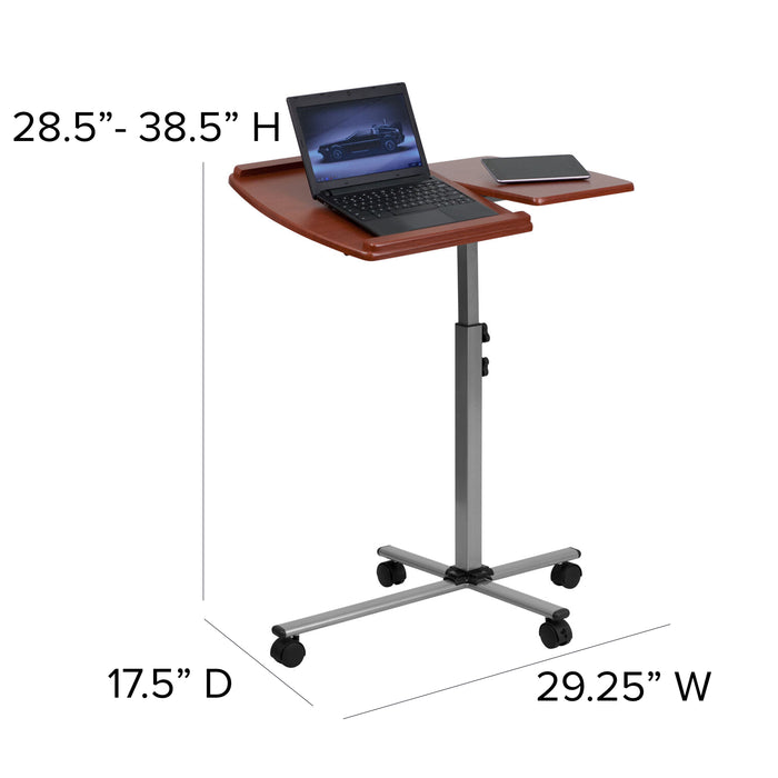 Angle and Height Adjustable Mobile Laptop Computer Table with Top