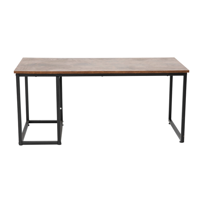 Milana Two Piece Modern Industrial Style Nesting Coffee Table Set with Storage Drawer with Steel Tube Frame