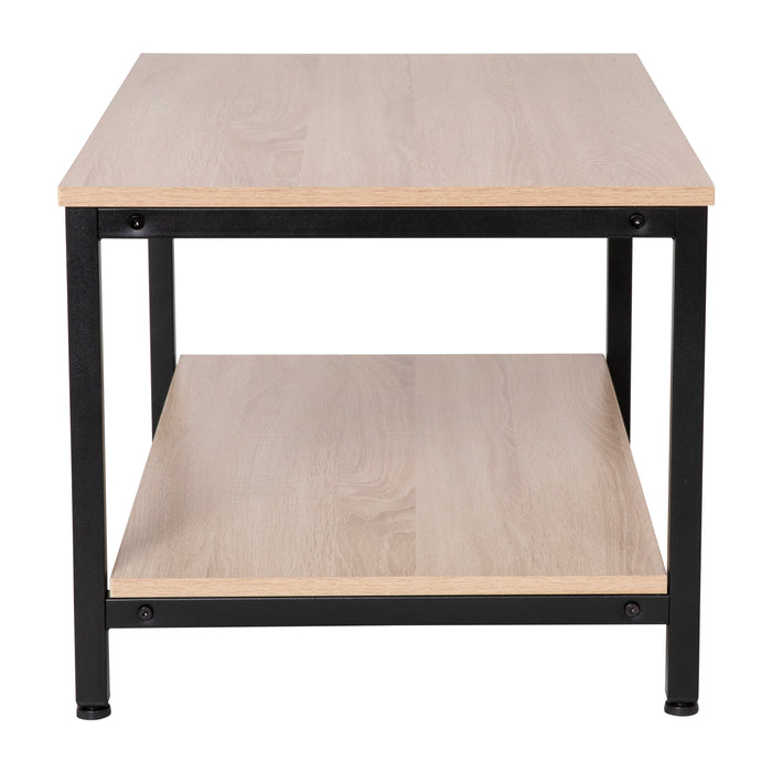 Sylvan Minimalist Industrial Engineered Wood Coffee Table with Steel Tube Frame and Lower Storage Shelf