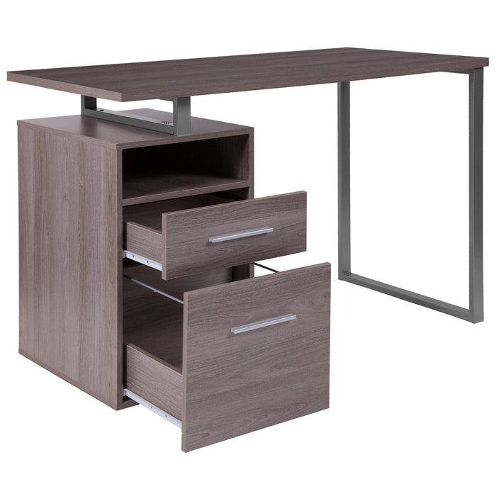 Desk with Two Drawers and Metal Frame