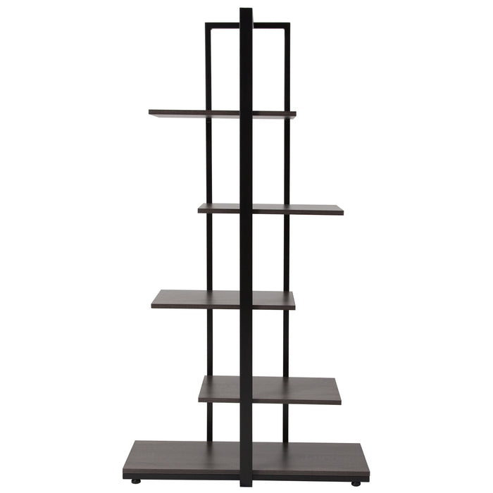 5 Tier Decorative Etagere Storage Display Unit Bookcase with Metal Frame