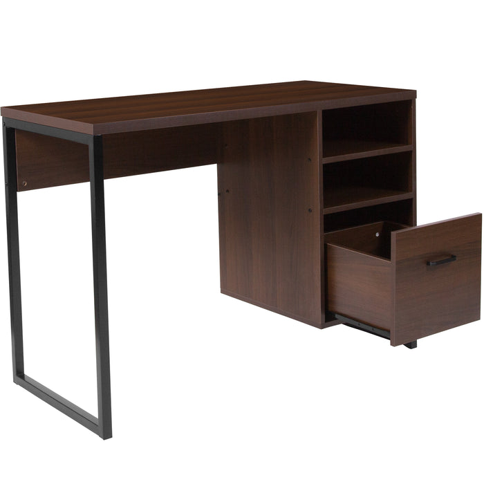 Wood Grain Finish Computer Desk with Metal Frame