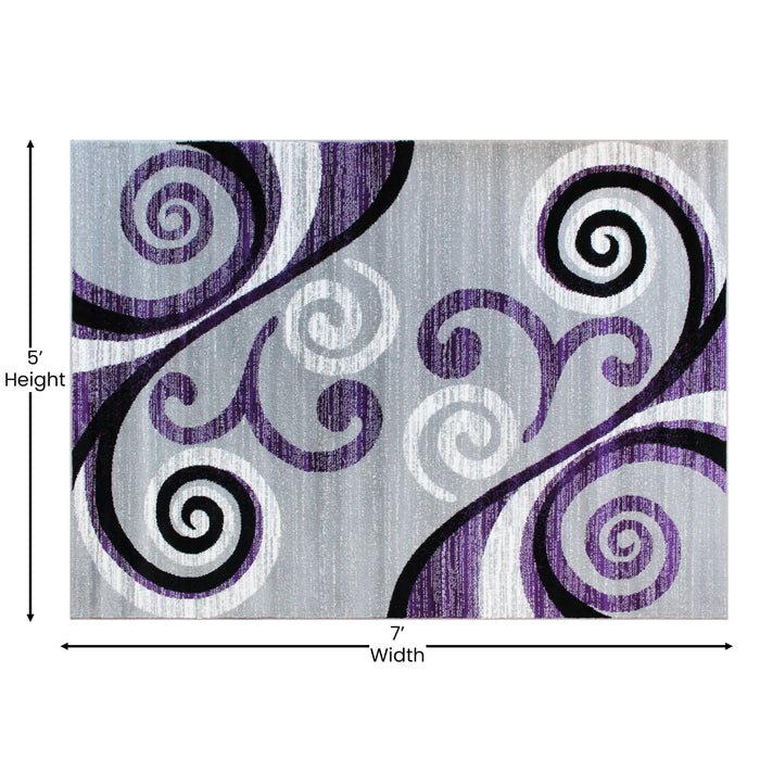 Helix Scraped Look Ultra Soft Plush Pile Olefin Accent Rug in Swirl Pattern, Jute Backing