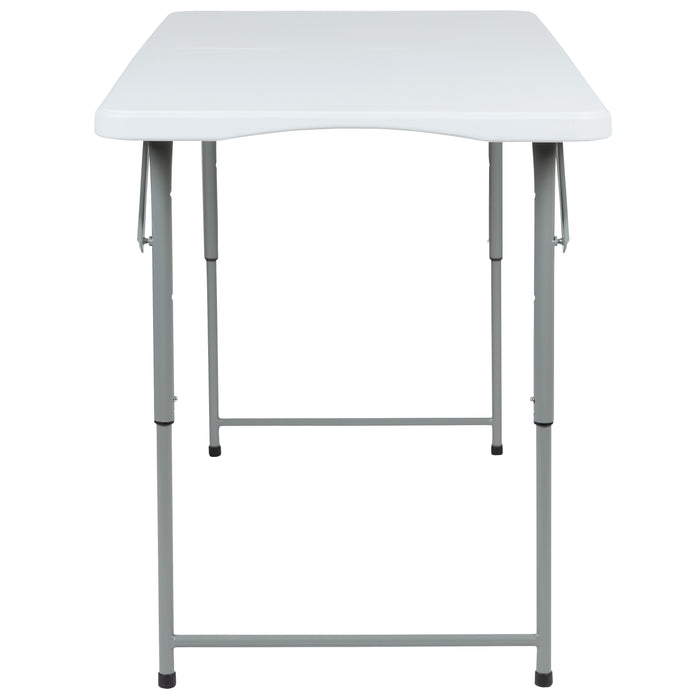 Height Adjustable Bi-Fold Plastic Folding Table with Carrying Handle