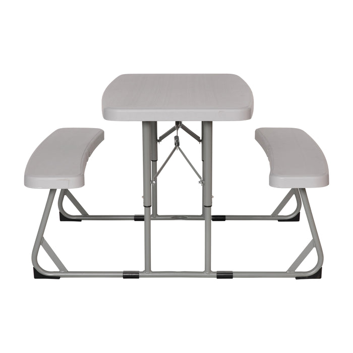 Kid's Easy Fold Waterproof, Stain and Impact Resistant Picnic Table with Benches and Steel Tube Frame