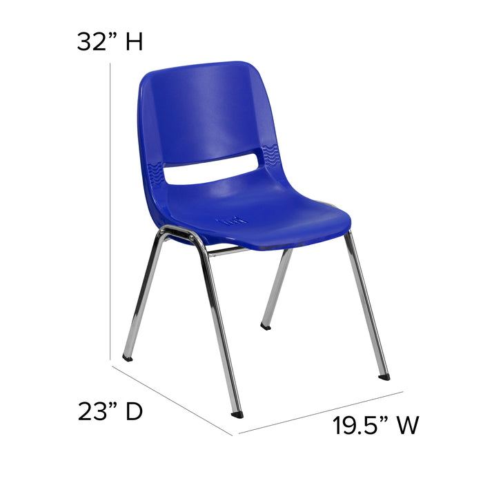 Ergonomic Chrome Stack Chair - 18" Seat Daycare Home School
