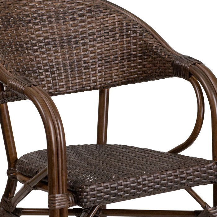 Rattan Restaurant Patio Bamboo-Aluminum Frame Chair with Open Back