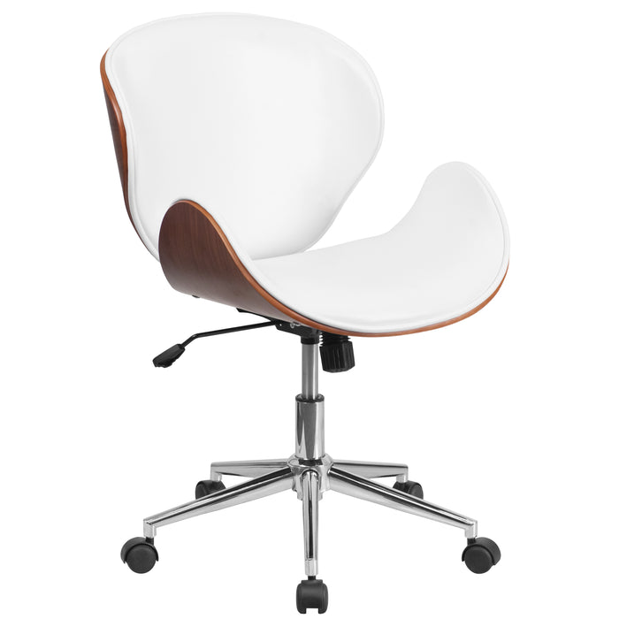 Mid-Back Wood Conference Office Chair with LeatherSoft Seat