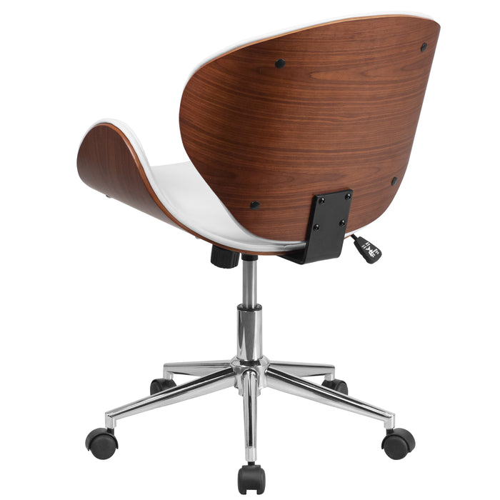 Mid-Back Wood Conference Office Chair with LeatherSoft Seat