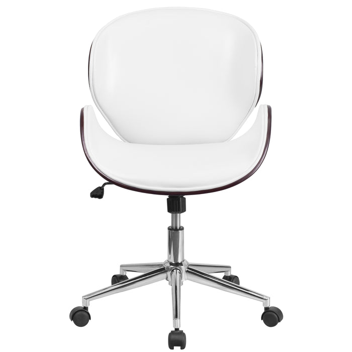 Mid-Back Wood Conference Office Chair with LeatherSoft Seat