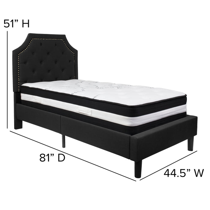 Arched Tufted Upholstered Platform Bed with Pocket Spring Mattress