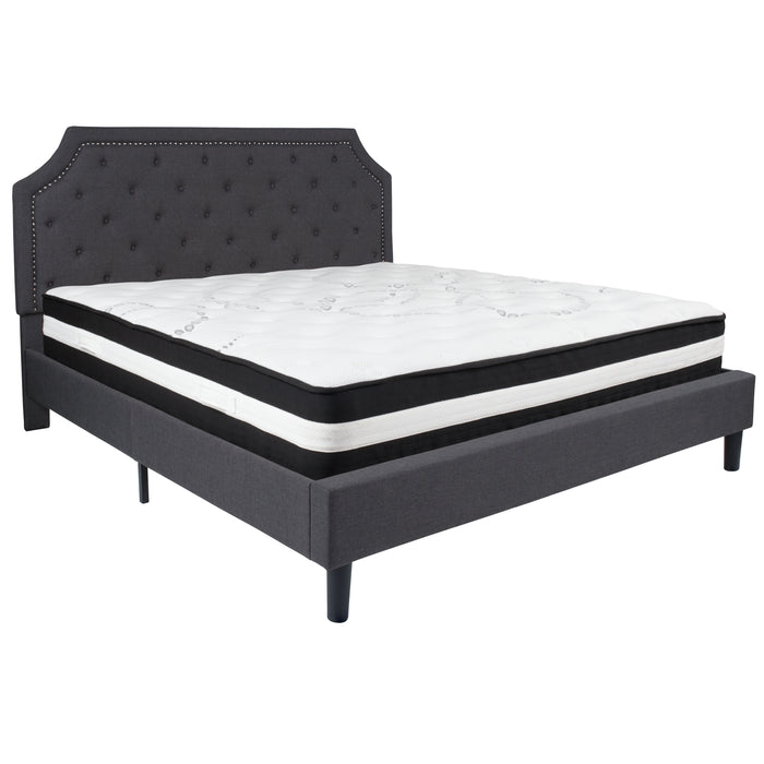 Arched Tufted Upholstered Platform Bed with Pocket Spring Mattress