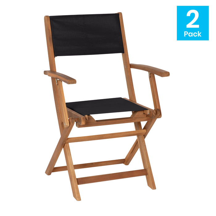 Kosti Weather Resistant All Natural Acacia Wood Folding Chairs with Ar —  emma-and-oliver