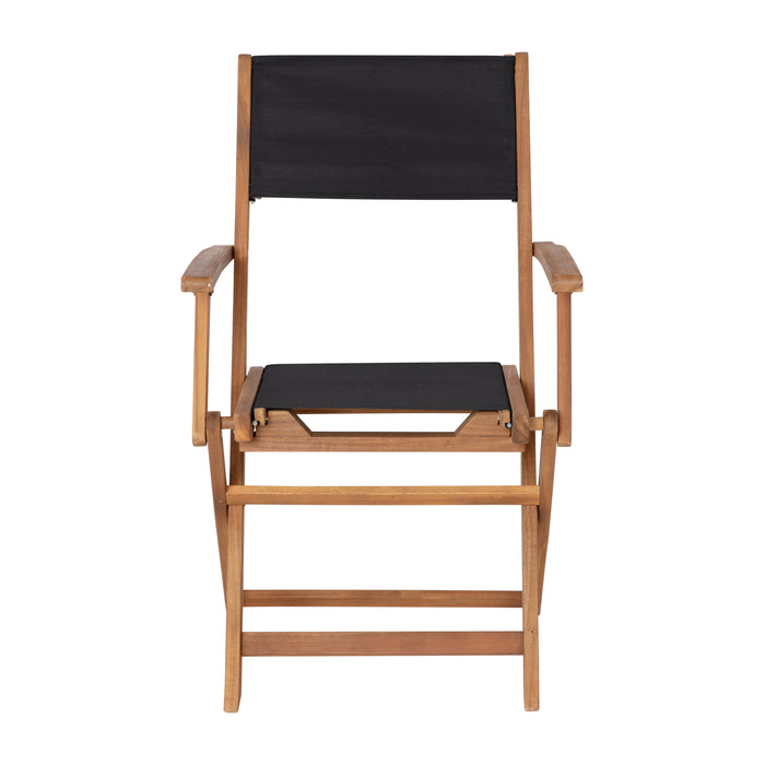 Kosti Weather Resistant All Natural Acacia Wood Folding Chairs with Armrests and Textilene Mesh Seats and Backs