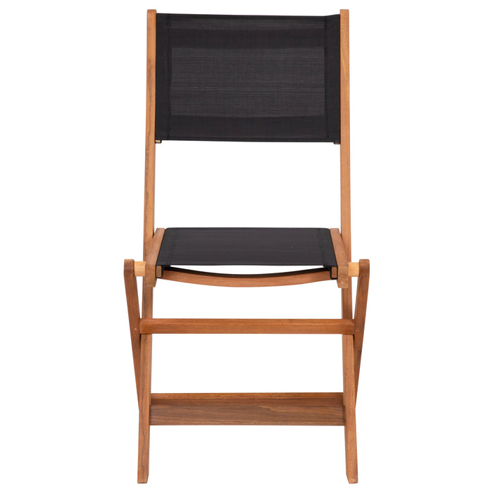 Kosti Weather Resistant All Natural Acacia Wood Folding Chairs with Textilene Mesh Seats and Backs