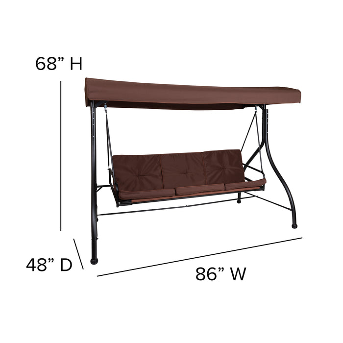 3-Seat Outdoor Steel Converting Patio Swing and Bed Canopy Hammock