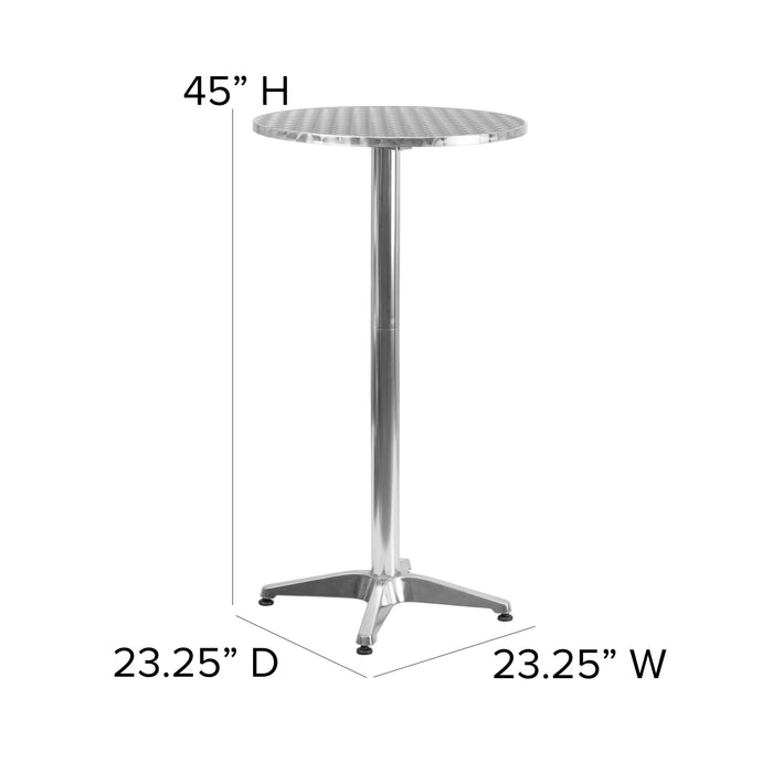 23.25" Round Aluminum Indoor-Outdoor Bar Height Table with Flip-Up Table