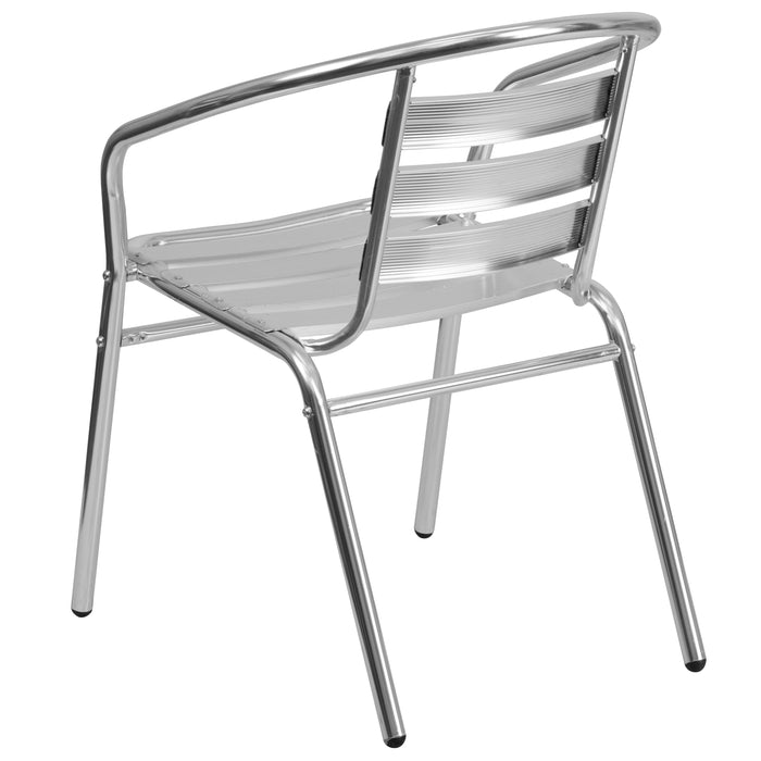 Aluminum Commercial Indoor-Outdoor Restaurant Stack Chair with Triple Slat Back