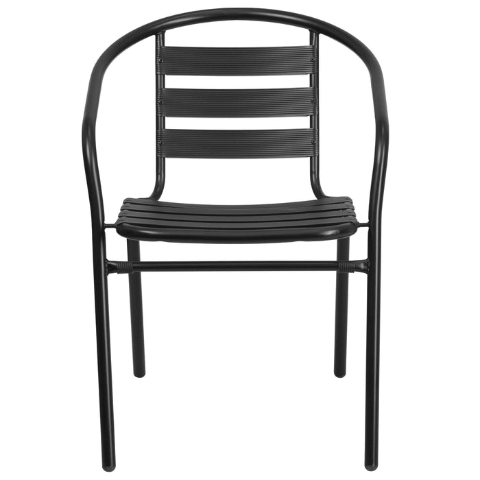 Metal Restaurant Dining Stack Chair with Aluminum Slats