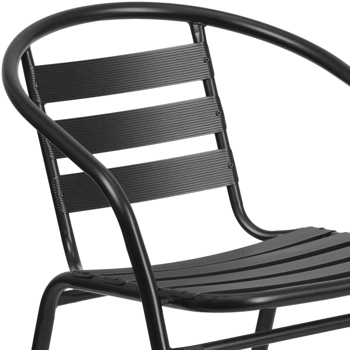Metal Restaurant Dining Stack Chair with Aluminum Slats