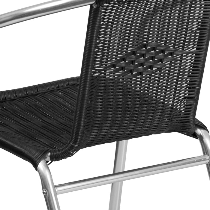 Commercial Aluminum/Rattan Restaurant Dining Stack Chair