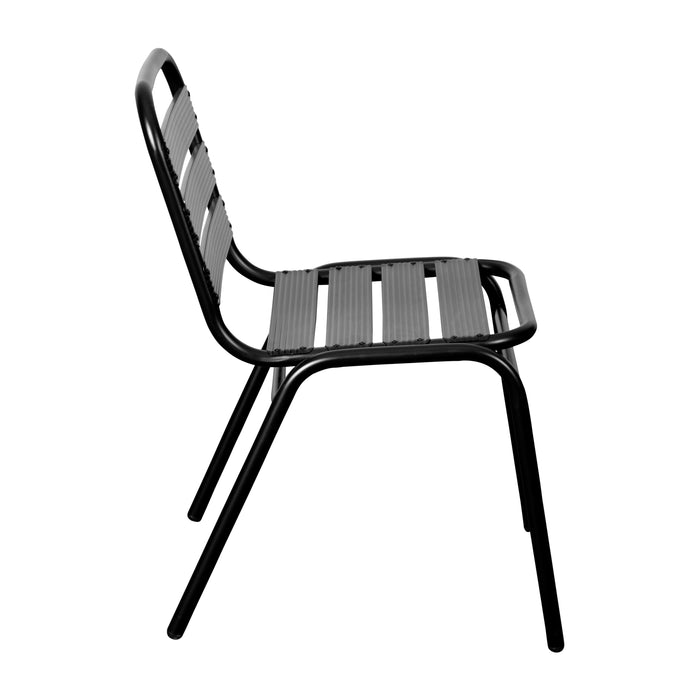 Aluminum Commercial Indoor-Outdoor Armless Restaurant Stack Chair with Triple Slat Back