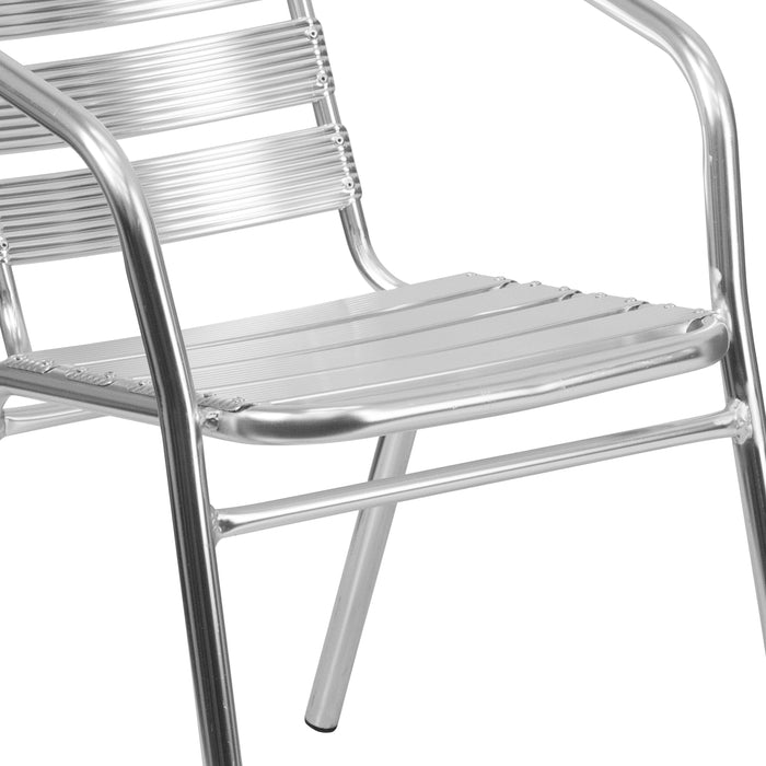 Heavy Duty Aluminum Commercial Indoor-Outdoor Restaurant Stack Chair with Triple Slat Back