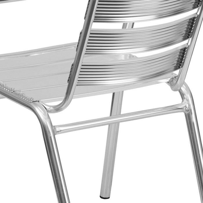 Heavy Duty Aluminum Commercial Indoor-Outdoor Restaurant Stack Chair with Triple Slat Back