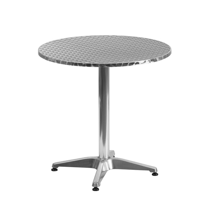 27.5'' Round Aluminum Indoor-Outdoor Table Set with 2 Slat Back Chairs