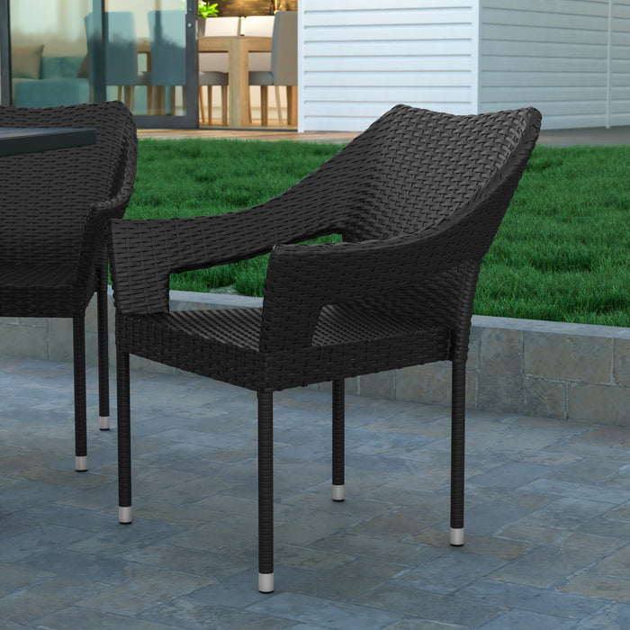 Embry All-Weather Indoor/Outdoor Stacking Patio Dining Chair with Steel Frame and Weather Resistant PE Rattan