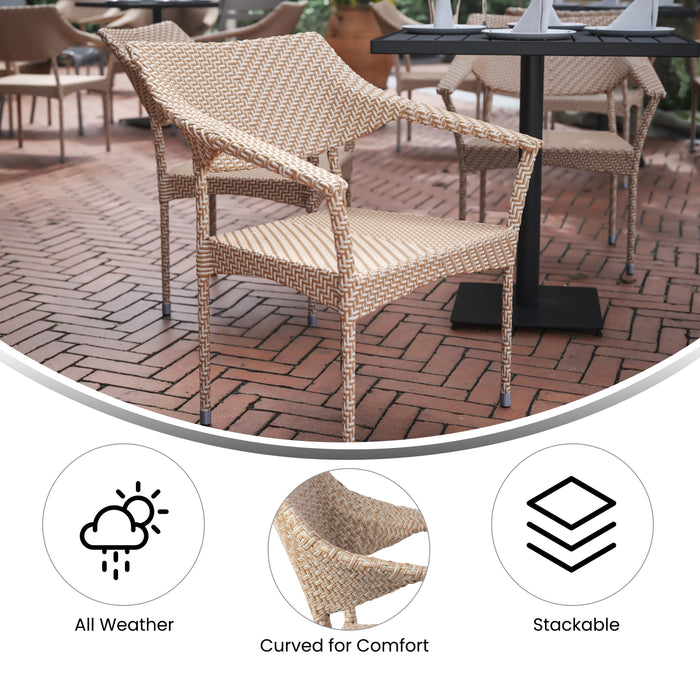 Shasta Modern All-Weather Patio Dining Chair with Fade and Weather Resistant PE Rattan and Reinforced Steel Frame