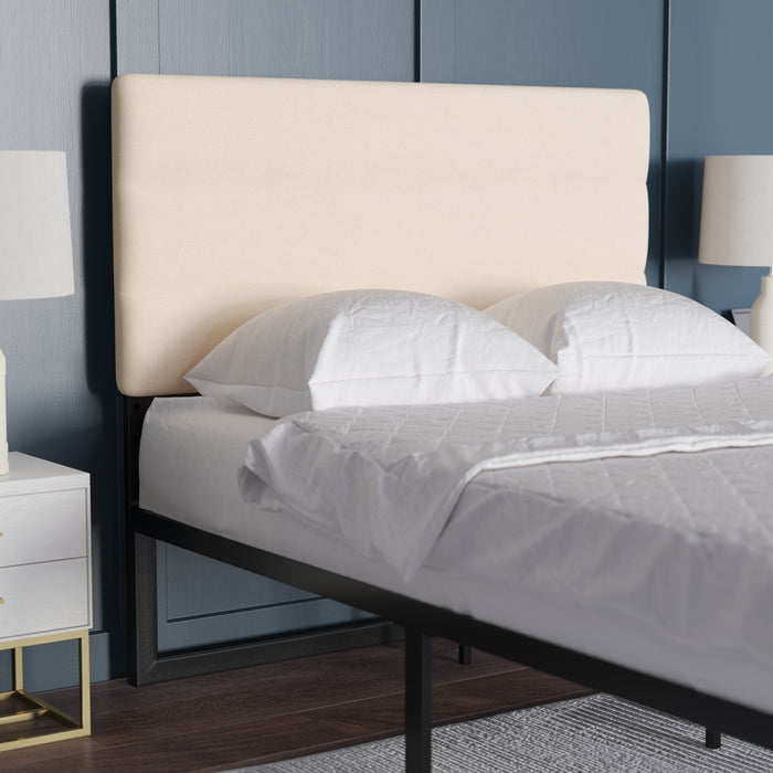 Gannon Modern Upholstered Headboard with Horizontal Line Stitching and Adjustable Height Rails