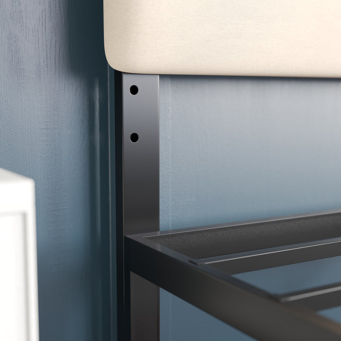 Gannon Modern Upholstered Headboard with Horizontal Line Stitching and Adjustable Height Rails