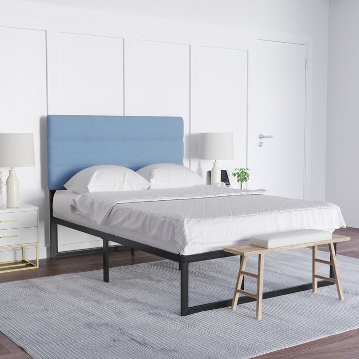 Gannon Modern Upholstered Headboard with Horizontal Line Stitching and Adjustable Height Rails