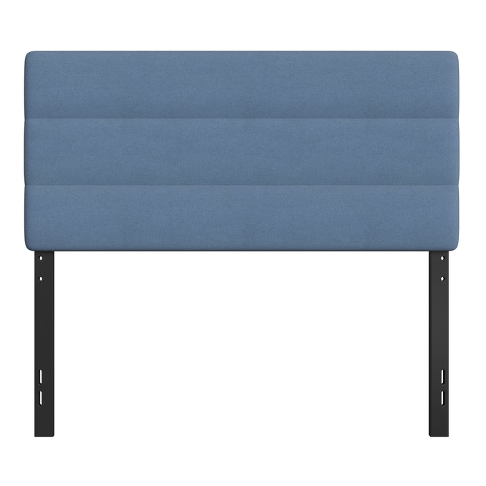 Gannon Modern Upholstered Headboard with Horizontal Line Stitching and Adjustable Height Rails