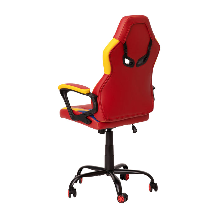Faux Leather Ergonomic Designer Back Gamer Chair with Diamond Stitch, Lumbar Support & Padded Arms