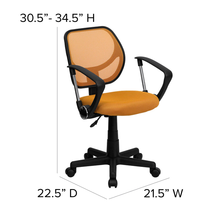 Mid-Back Mesh Swivel Task Office Chair with Curved Square Back and Arms