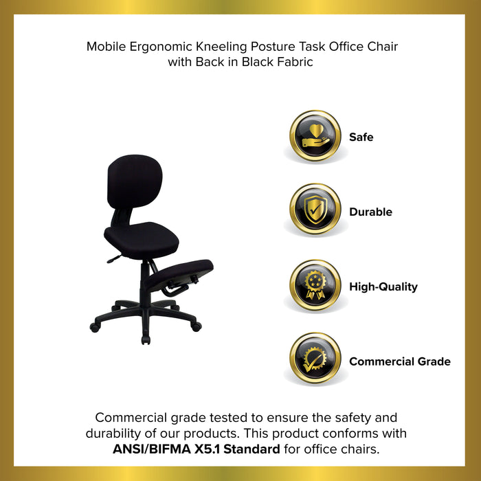 Mobile Ergonomic Kneeling Posture Task Office Chair with Back
