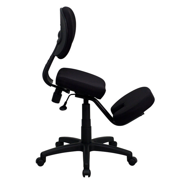 Emma + Oliver Mobile Ergonomic Kneeling Posture Task Office Chair in Black Fabric